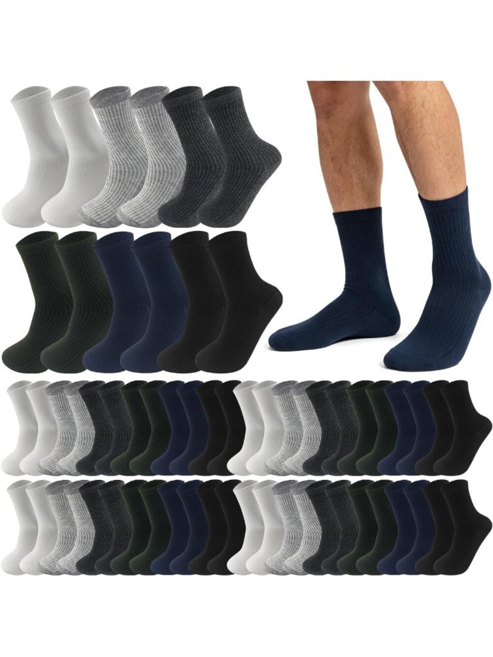 120 Pairs Crew Socks for Men & Women - Soft, Breathable Athletic Variety Pack